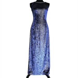 Vintage 90s Y2K Scott McClintock Velvet Romantic Embellished Cobalt Gown Sz S